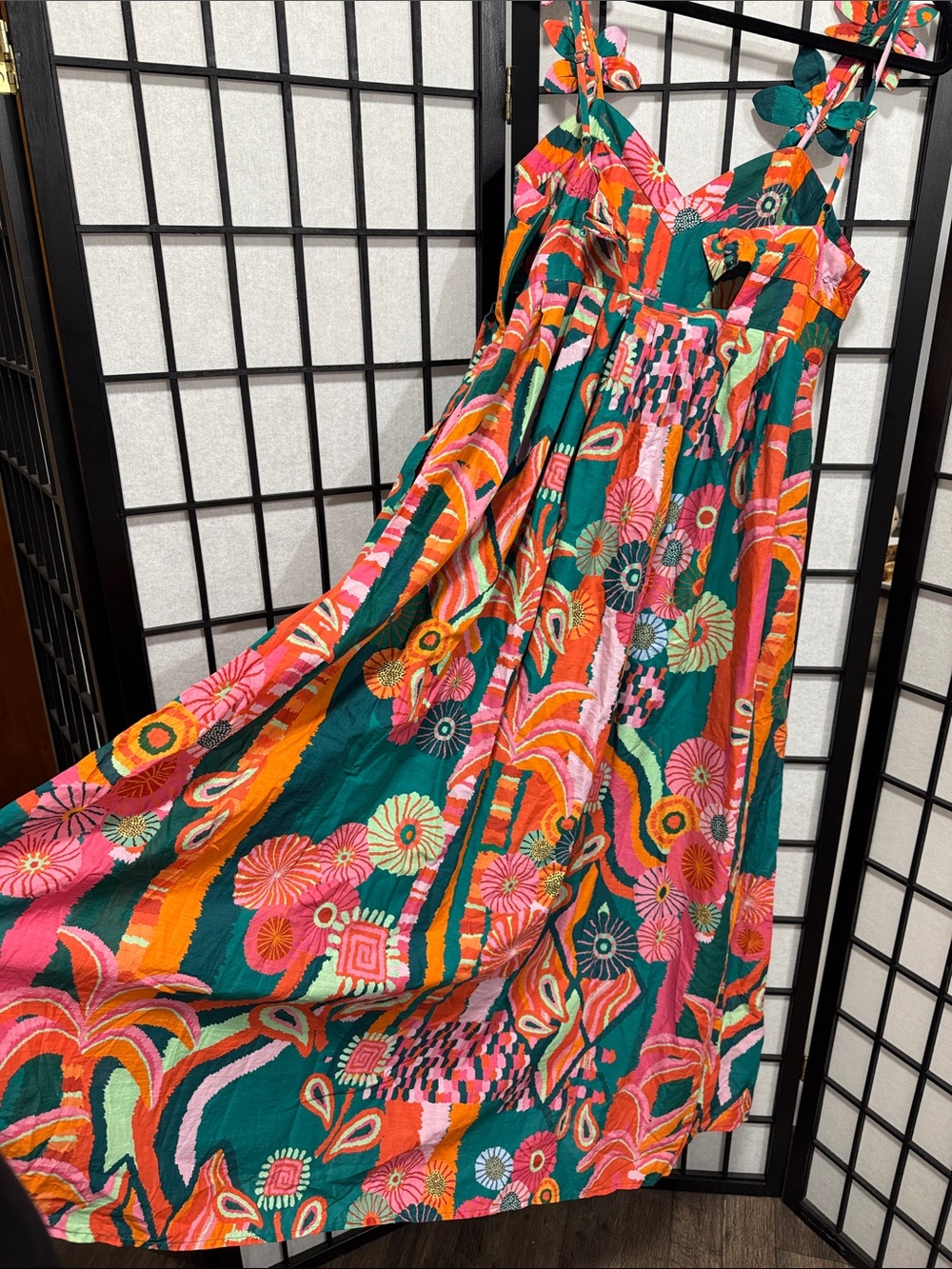 Farm Rio x Anthropologie defect Pleated Palm Midi Dress – Size M - Picture 10 of 10